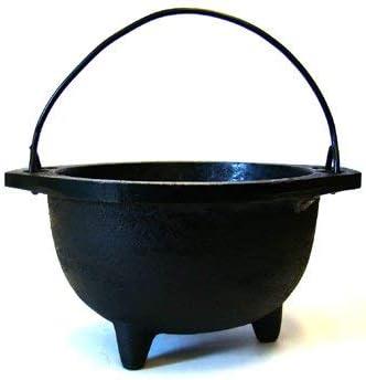 Cast Iron Cauldron w/Handle, Ideal for smudging, Incense Burning, Ritual Purpose, Decoration, Candle Holder, etc. (6" Diameter Handle to Handle, Inside Diameter 4 1/8")