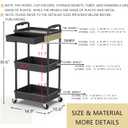 Goovilla 3 Tier Rolling Utility Cart Organizer with Removable Drawer, Stable and Sturdy Black Rolling Storage Carts with 2 Lockable Wheels for Bathroom, Kitchen, Snack, Craft, Makeup, Baby Essentials