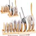 Pot and Pan Organizer for Under Cabinet  Bamboo Pot Lid Organizer for Cabinet with Magnetic Lock, Expandable 2-in-1, Adjustable Dividers, Non-Slip Base for Cutting Boards, Cookie Sheets, Bakeware