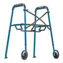 Air-Go Foldable Walker with Seat, Rollator Walkers for Seniors with Airgonomic Grips, Adjustable Height 4'9"-6'7", 300 lb Capacity, Blue