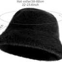 Fluffy Faux Fur Winter Bucket Hat for Women and Men - Solid Color Fisherman Cap, Soft Warm Plush Winter Hat with Foldable Brim for Cold Weather