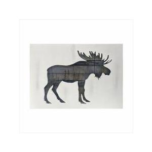 Cabin Wall Decor, Decorative Moose Wood Framed Forest Mountain Woodland Wildlife Lodge Deer Animal Picture Art Print Bathroom Decor