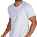BYLT Men's Drop-Cut V-Neck Plain Tshirts for Men Soft Polyester, Cotton, Spandex Moisture Wicking, Wrinkle Resistant (White, X-Large)