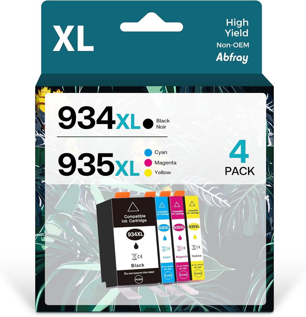 934 and 935 Ink Cartridges Combo Pack Compatible for HP 934XL 935XL Work with HP Officejet Pro 6830 6230 6835 6812 6815 6820 6220 6800 (1 Black,1 Cyan,1 Magenta, 1 Cyan) 4 Pack