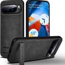 for Google Pixel 9/9 Pro Leather Case Slim Leather Phone Cover [Protective Slim with Kickstand] Bumper Shockproof Protective Leather Case[ Compatible with Google Pixel 9/9 Pro] (Black)