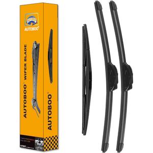 AUTOBOO 16"+16" Windshield Wipers with 12 Inch Rear Wiper Blade Replacement for Jeep wrangler JL 2018 2019 2020 2021 2022 2023-Original Factory Quality (Pack of 3) (16"+16"+12")