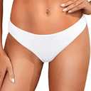 Tempt Me Women Low Rise Bikini Bottoms - Moderate Coverage Bathing Suit Bottoms Low Waisted Swimsuit Bottoms Brief 2025, White XS