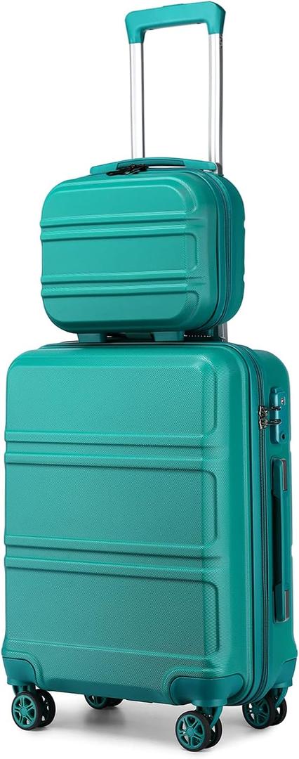 Kono Carry On Luggage Set Lightweight Airline Approved Carry On Suitcase with TSA Lock Spinner Wheels Durable Luggage Hardside Turquoise (2-Piece Set (12"/20"))