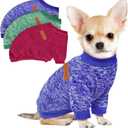 3 Pack Dog Sweaters for Small Dogs Girl Boy Winter Fleece Clothes Warm Soft Dog Sweatshirt Outfit for Dogs Cats Pet Apparel (Green, Medium) (Wine Red+Green+Dark Blue)