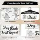 Blulu 5 Pieces Laundry Room Decor Rustic Vintage Farmhouse Room Rules Hanging Sign Wooden Wash Dry Fold Repeat Laundry Accessories for Bathroom,Home 19.7 x 11 Inch(White Backing)