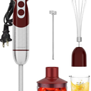 MEGAWISE Pro 5-in-1 Immersion Hand Blender, 400W Powerful Motor, 12 Speed Settings, 500ml Chopper, 600ml Beaker, Whisk & Milk Frother, Titanium-Reinforced Blades for Superior Blending