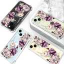 Hungo Compatible with iPhone 15 Case for Women Floral Flower Clear Design Cute,Girly Girls Flower Case Compatible with Phone 15 Pink Rose