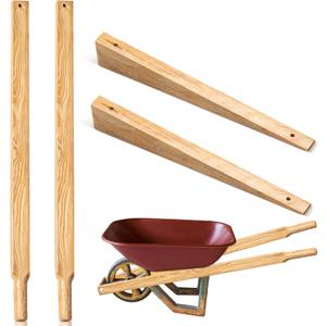 WILLBOND Wheel Barrow Handles Wood Replacement 59'' Wheelbarrow Handles Kit with 2 Wheelbarrow Wedge Heavy Duty Wood with Tough Seal Coat and Pre Drilled Holes for Wheelbarrows, Easy Install