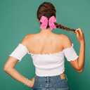 Oaoleer 21PCS 8" Large Cheer Bows Hot Pink Bows Jumbo Cheerleader Bow with Ponytail Holder Elastic Band Handmade for Cheerleading Teen Girls College Sports