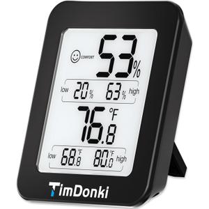 Digital Hygrometer with Max and Min Records 10s Fast Refresh Accurate-Hygrometer Room Thermometer Indoor for Home/Bedroom/Baby Room/Office/Greenhouse/Cellar (Black)