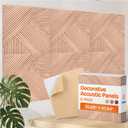 XL Acoustic Wall Panels 6-Pack Decorative Acoustic Panels High Density Sound Absorbing Wall Art 70.86X47.24 Inches with Self-adhesive for Studio Home and Office - Oak Wood Finish