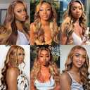 P30/613 Hilight Brown Bundles Human Hair Body Wave Bundles 26 28 30 Inch Blonde Body Wave Bundles Unprocessed Brazilian Virgin Hair Deals Quick Weave Hair Extensions 3 Bundle 100 Gram Per Bundle