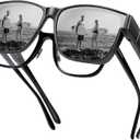 URUMQI Polarized Sunglasses Fit Over Glasses for Men Women, Oversized Square Shades UV400 Protection (01 Matte Black Frame/Grey Lens)