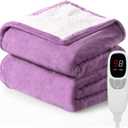 Heated Blanket Throw Electric Blanket 50''x60'' Heating Blanket with 9 Heating Levels 10 Timer Modes Auto-Off Fast Heating Overheat Protection ETL Certified Machine Washable Gift (Purple)