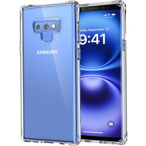 Samsung Galaxy Note 9 Clear Case Military-Grade Drop Protection, Anti-Yellowing Hybrid TPU Cover, Wireless Charging Compatible