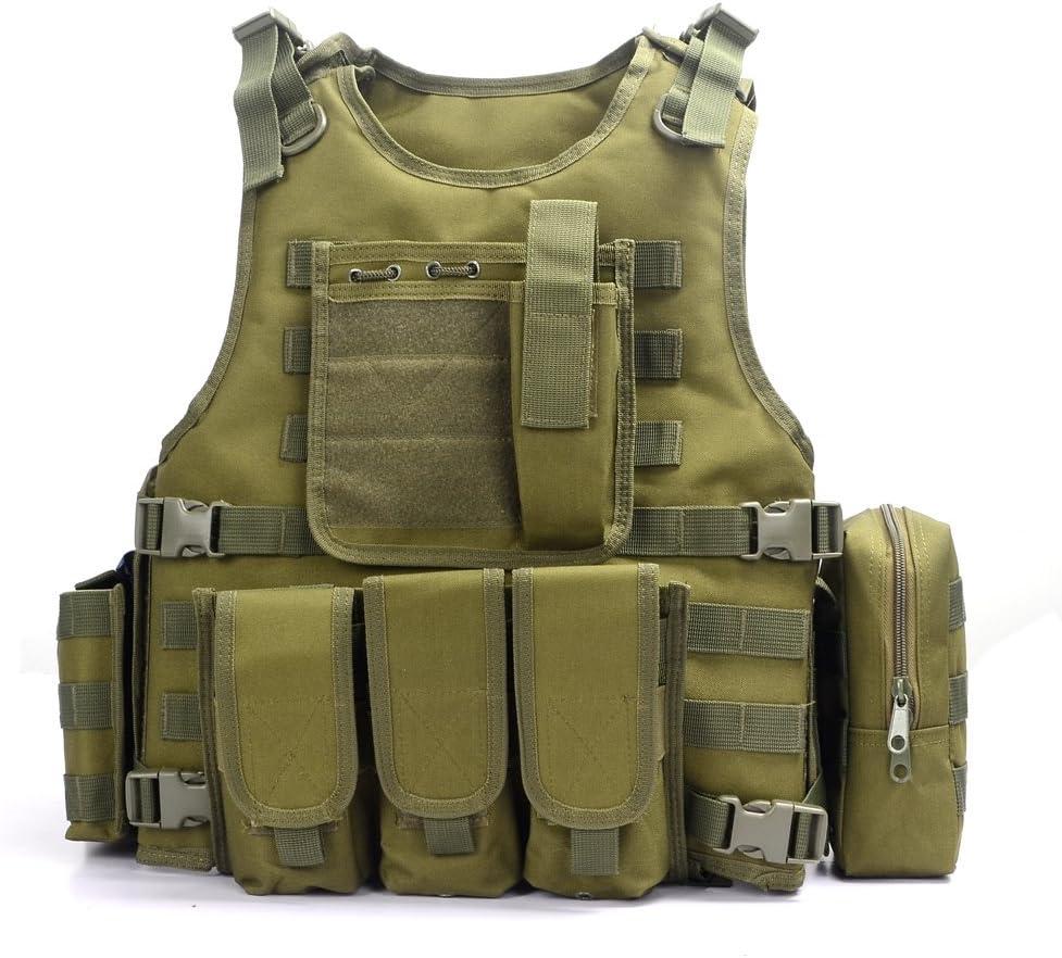 YAKEDA Outdoor Tactical Airsoft Vest Adjustable Fit Adult (40, Green)