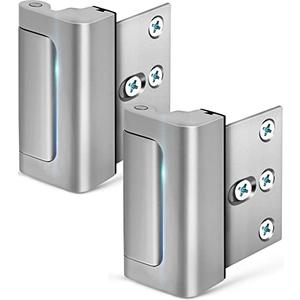 Home Security Door Lock, 2 Pack Childproof Door Reinforcement Lock with 3 Inch Stop Withstand 800 lbs for Top Front Inward Swinging Door, Upgrade Flip High Night Lock to Defend Your Home Kids