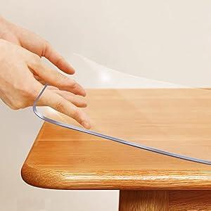 Square 18x18 Clear PVC Table Cover Protector - Crystal Tablecloth for Coffee, Dining, Office, End, Nightstand, Living Room Tables - Wood Furniture Screen Protection - Easy Clean
