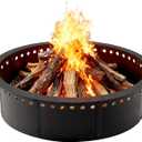 36 Inch Smokeless Fire Pit Ring Insert Outdoor, Heavy Duty Solid Metal Steel Round Firepit Rim Liner for Outside, 40 Inch Outer Diameter DIY Campfire Ring, Above or In-Ground, for Camping Garden Patio (Black)
