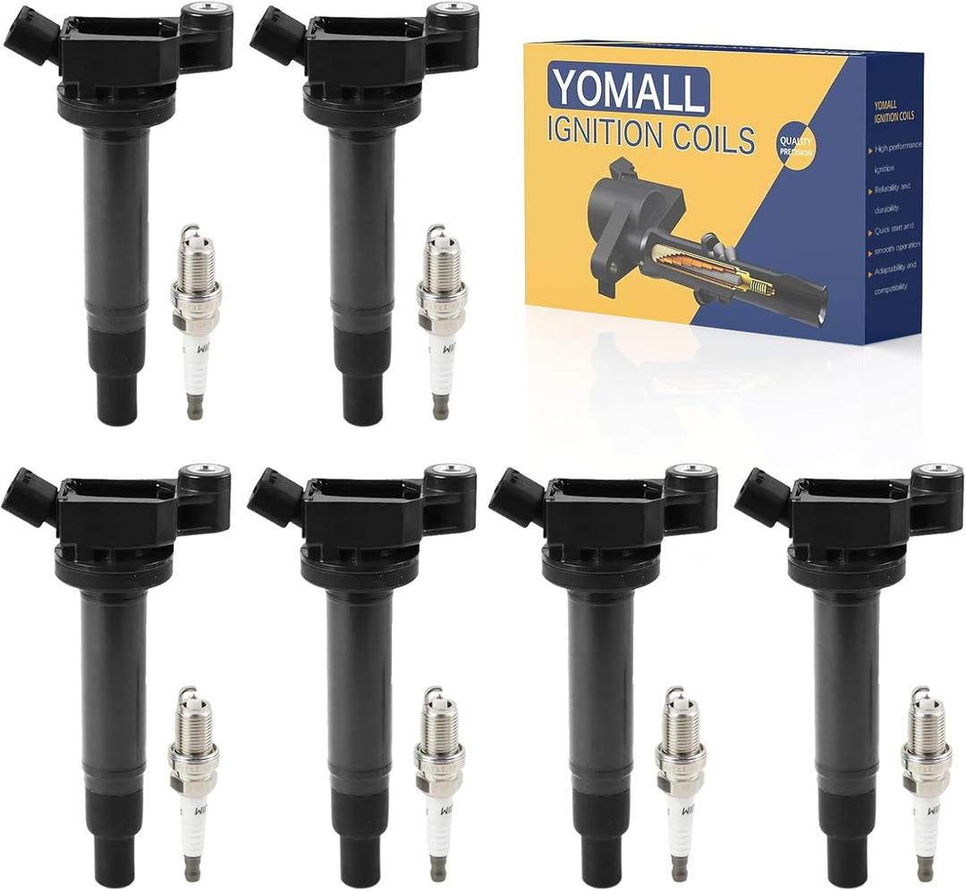 6PCS UF267 Ignition Coils + 6PCS AGSP33C Iridium Spark Plugs Ignition Coils Pack Fits for 2000-2004 Avalon, 2002-2006 Camry, 2001-2006 Highlander 3.0L 3.3L, Coil Pack Set Aftermarket Parts