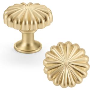 6 Pack Gold Cabinet Knobs for Kitchen Cabinets and Dresser DrawersZinc Alloy Brushed Brass Hardware Handles PullsVintage Cupboard Drawer Knob