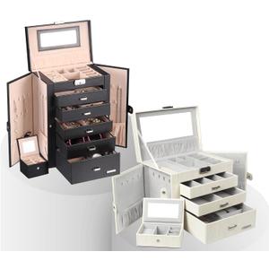 Homde Jewelry Box Bundle: A White Jewelry Box + A Black Jewelry Box