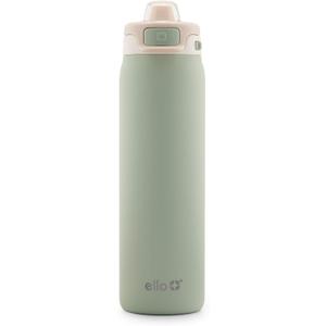 Ello Pop & Fill Stainless Steel Water Bottle with Quick Fill Technology, Double Walled Vacuum Insulated Metal, Leak Proof Locking Lid, Sip & Chug, BPA Free, Holiday Gift for Him Her, 22oz, 32oz, 40oz (Pistachio)