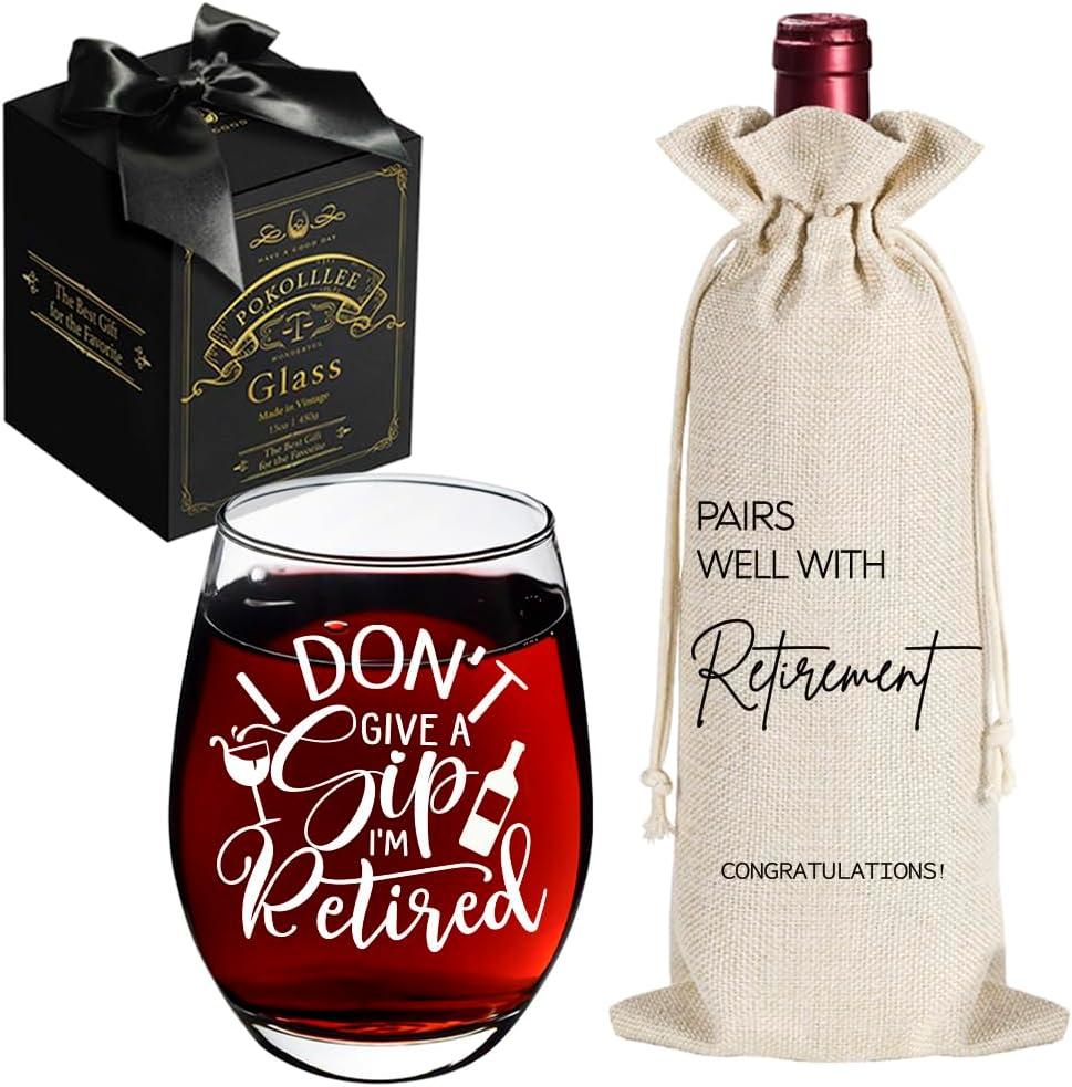 2 x I'm Retired Wine Glass Retirement Gifts for Women, Funny Retired Gifts for Coworkers, Happy Retirement Gift for Women, Fun Gag Retirements Gift for Boss Lady Coworker Colleagues Manager