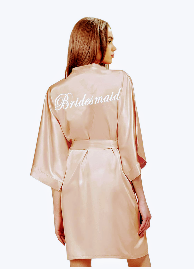 Satin Robe for women Short Bride and Bridesmaid Rose Gold Dressing robe for Wedding Party, XXL