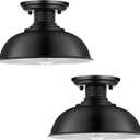 2PCS Semi Flush Mount Ceiling Light Fixture, Farmhouse Black Kitchen Light Fixtures Ceiling Mount, Industrial Metal Cage Lighting for Hallway Entryway Bedroom Laundry, E26 Base, 13in (Bulbs Excluded)