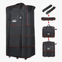 Expandable Large Capacity Travel Bag Oxford Cloth Duffel Bag with Wheels Lightweight Waterproof Travel Foldable Suitcase(Black)