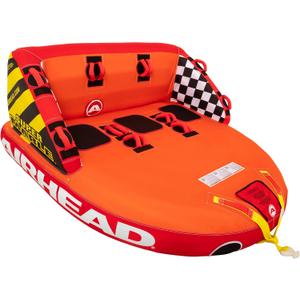 Airhead Super Mable Towable Tube | 3 Rider Towable Tube for Boating and Water Sports | Dual Tow Points | Full Nylon Cover | EVA Foam Pads | Patented Speed Valve | Boat Tubes and Towables, Orange