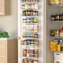 Moforoco White Narrow 9-Tier Over The Door Pantry Organizer, Pantry Organization and Storage, Metal Hanging Basket Wall Spice Rack Seasoning Shelves, 12.2"