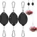 2025Upgraded 3Pcs Heavy Duty Retractable Plant Hanger,Plant Pulleys for Hanging Plants,Easy to Raise & Lower,Auto Lock,Adjustable Hook for Garden Baskets Pots,Birds Feeder and Grow Lights,Black