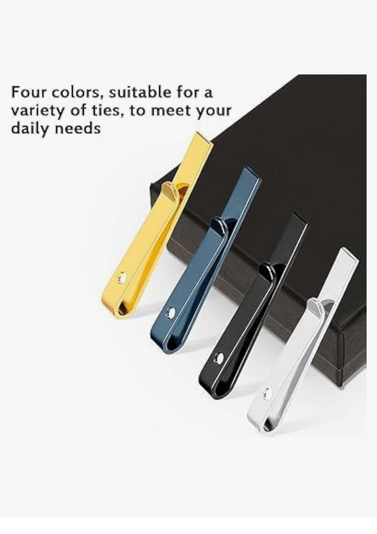 Brand: Roctee
4 Pcs Black & Silver Tie Clips, Tie Clip Black/Silver, Tie Clips for Men, Tie Pin Set for Business Wedding Anniversary and Daily Life