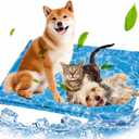 Dog Cooling Mat Pet Cooling Chill Pad Cool Blanket Water Injection Durable Cooling Dog Bed Mats for Extra Large Dogs Cats for Kennels Crates Beds Thick Foam Base (Blue)