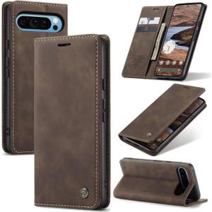 WAWZ for Google Pixel 10 Pro XL 6.8", Pixel 9 Pro XL 6.8" Flip Fold Leather Wallet Case with Credit Card Slot and Kickstand Magnetic Closure Protective Cover (Coffee)