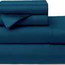 Cosy House Collection 100% Rayon Derived from Bamboo Bed Sheet Set - Cooling, Breathable, Silky Soft 4-Piece Deep Pocket Bedding Set (Queen, Marine Blue)