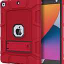 Azzsy Case for iPad 9th Generation/iPad 8th Generation/iPad 7th Generation (10.2 Inch, 2021/2020/2019 Model), Heavy Duty Shockproof Rugged Protective Case for iPad 10.2 inch (Red)