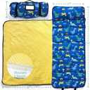 ACRABROS Toddler Nap Mat with Pillow and Blanket, Large Rolled Napping Mats,Slumber Bags for Boys Girls,Kids Sleeping Bag for Daycare, Preschool Travel