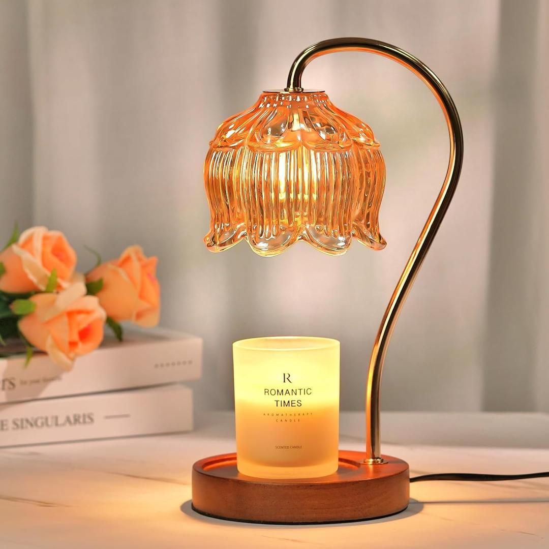 Funistree Flower Candle Warmer Lamp with Timer, Dimmable Candle Lamp Warmer, Mothers Day Birthday Gifts for Women Her Mom, House Warming for New Home Decor, Lotus Wax Warmer for Yankee Candles (Lily)