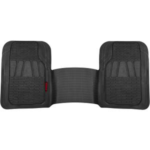 BDK Motor Trend WingRunner Heavy Duty Rubber Rear Floor Mat Liner, Trim-to-Fit Back Row Non-Slip All Weather Interior Protection Universal Fit Trucks Cars Sedans SUVs, Fits 2nd or 3rd Row - Black