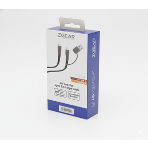 ZGEAR 6 FOOT FLAT SYNC & CHARGE CABLE