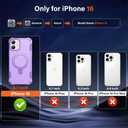 Designed for iPhone 16 Case with Magnetic Stand [Military Drop Protection][Compatible with Magnet] Shockproof 16 Phone Case with Ring Holder, Purple