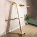 Modern 78.7 Tall Leaning Wall Sisal Cat Tree Tower Scratching Post Pillar at 70 Degree Angle with Bed Hammock Perch, Cat Climbing Pole for Window (Sisal Cover)